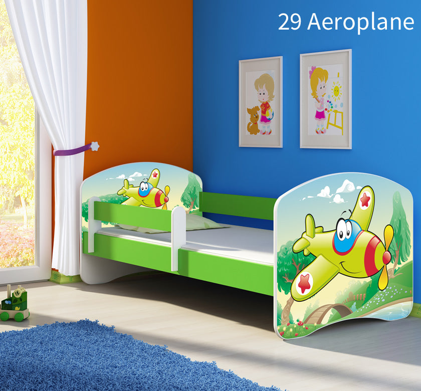 Dječji krevet ACMA s motivom, bočna zelena 160x80 cm 29 Aeroplane