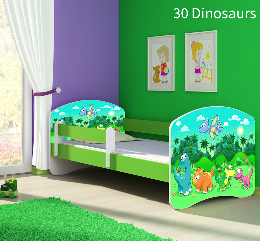 Dječji krevet ACMA s motivom, bočna zelena 180x80 cm 30 Dinosaurs