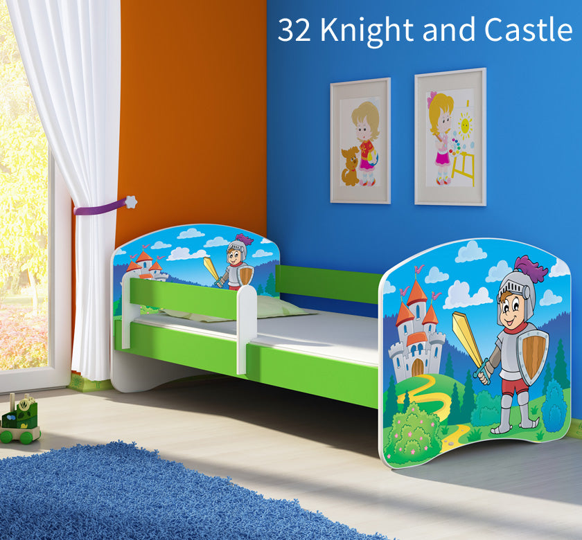 Dječji krevet ACMA s motivom, bočna zelena 180x80 cm 32 Knight