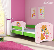 Dječji krevet ACMA s motivom, bočna zelena 160x80 cm 33 Cats