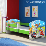 Dječji krevet ACMA s motivom, bočna zelena 180x80 cm 36 Vatrogasci