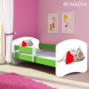 Dječji krevet ACMA s motivom, bočna zelena 180x80 cm 40 Mačka