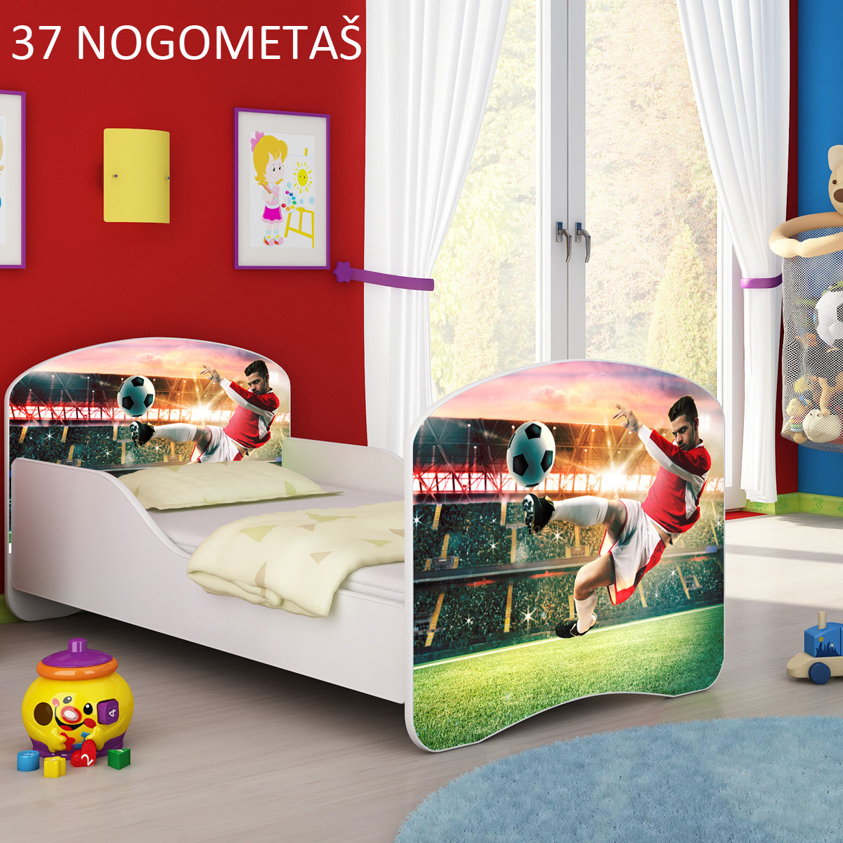 Dječji krevet ACMA s motivom 180x80 cm 37 Nogometaš