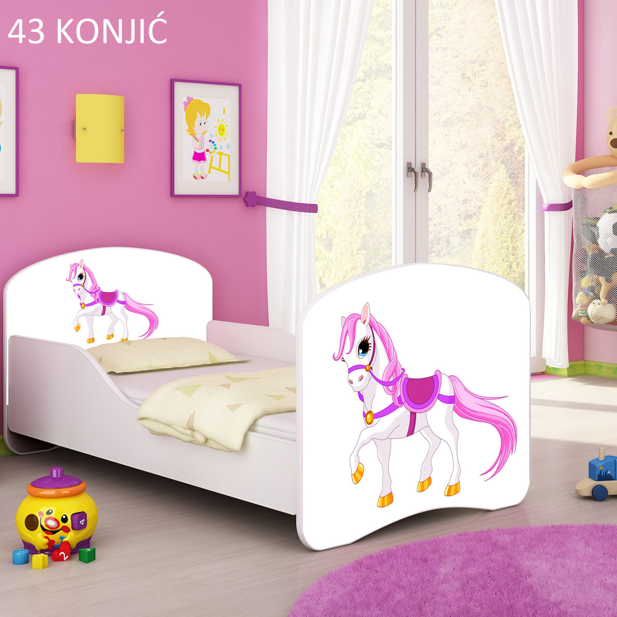 Dječji krevet ACMA s motivom 140x70 cm 43 Konjić