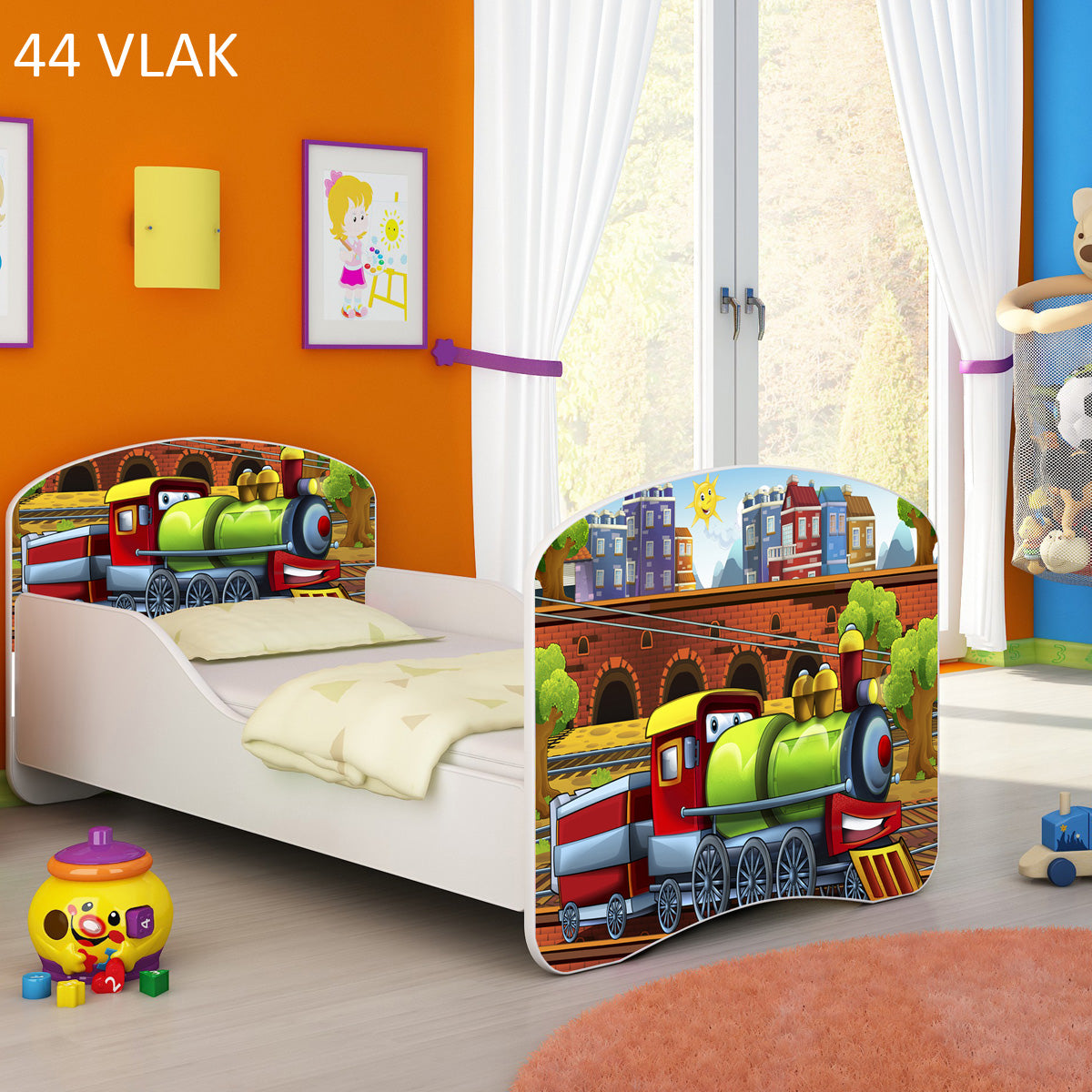 Dječji krevet ACMA s motivom 180x80 cm 44 Vlak