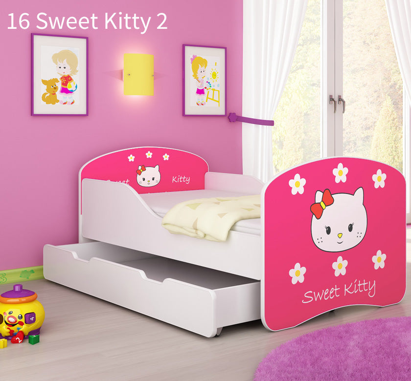 Dječji krevet ACMA s motivom + ladica 160x80 cm 16 Sweet Kitty 2