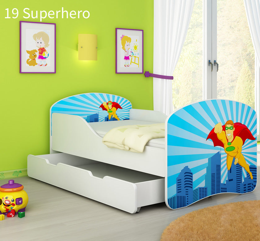 Dječji krevet ACMA s motivom + ladica 160x80 cm 19 Superhero