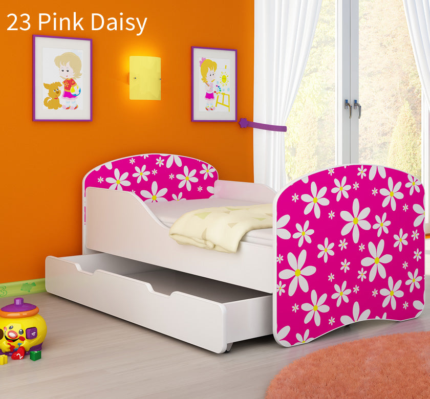 Dječji krevet ACMA s motivom + ladica 160x80 cm 23 Pink Daisy