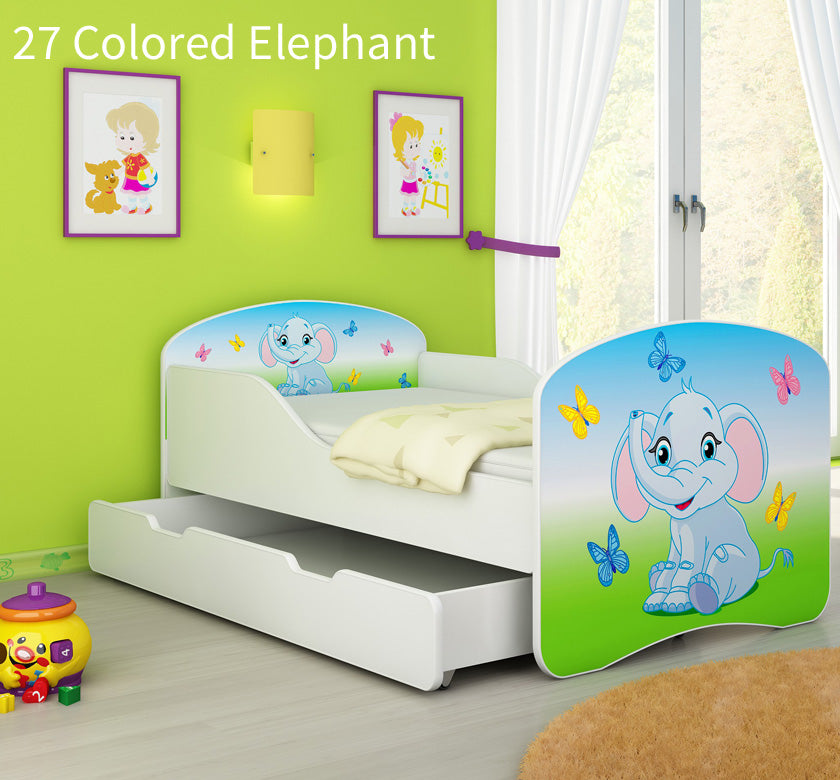 Dječji krevet ACMA s motivom + ladica 180x80 cm 27 Colored Elephant