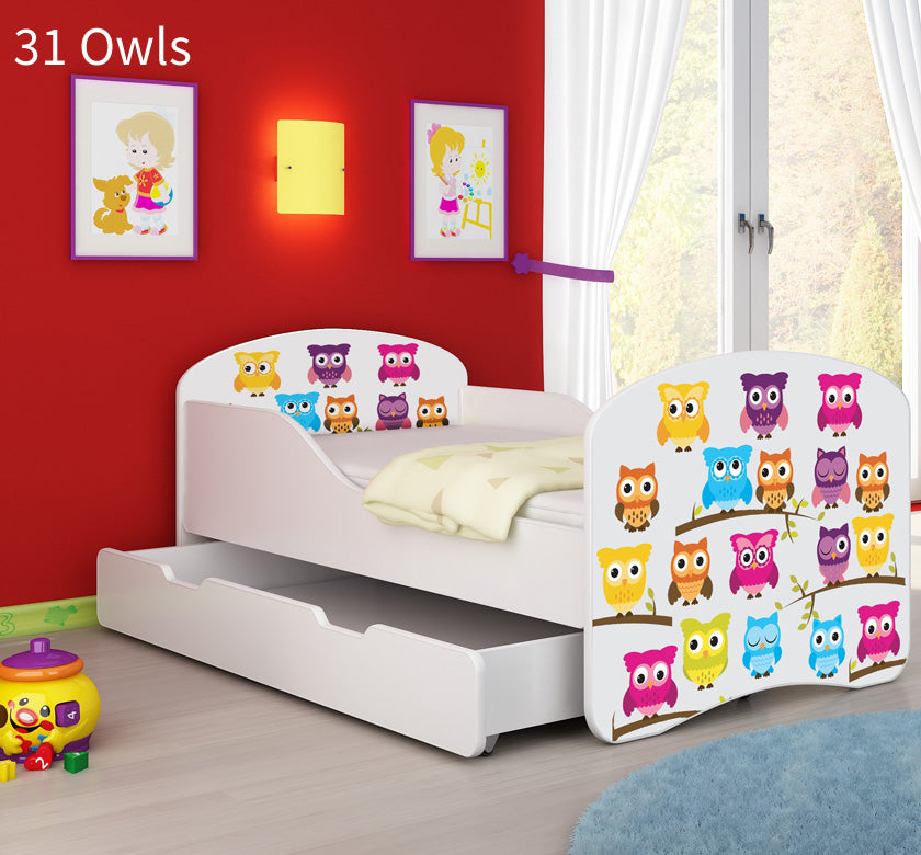 Dječji krevet ACMA s motivom + ladica 140x70 cm 31 Owls