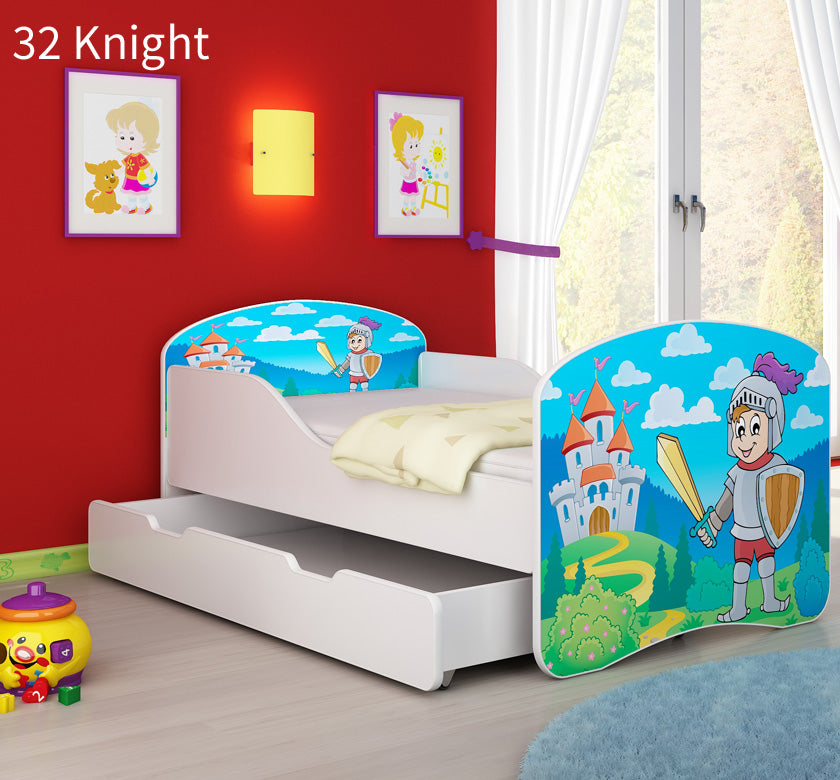 Dječji krevet ACMA s motivom + ladica 140x70 cm 32 Knight