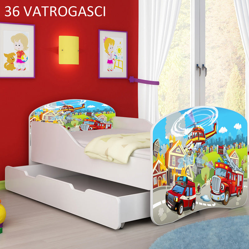 Dječji krevet ACMA s motivom + ladica 180x80 cm 36 Vatrogasci