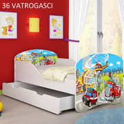 Dječji krevet ACMA s motivom + ladica 160x80 cm 36 Vatrogasci