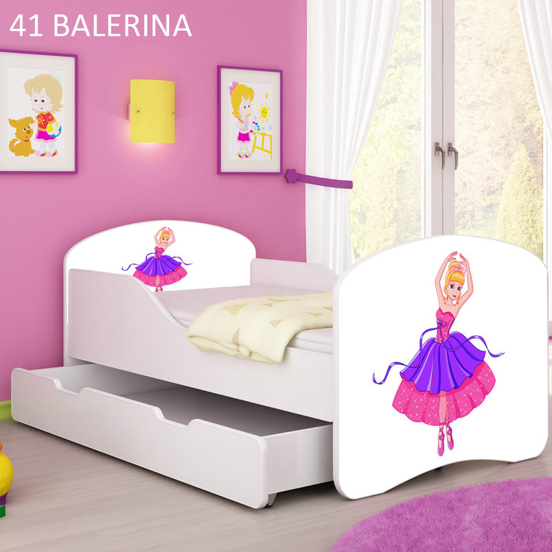 Dječji krevet ACMA s motivom + ladica 140x70 cm 41 Balerina