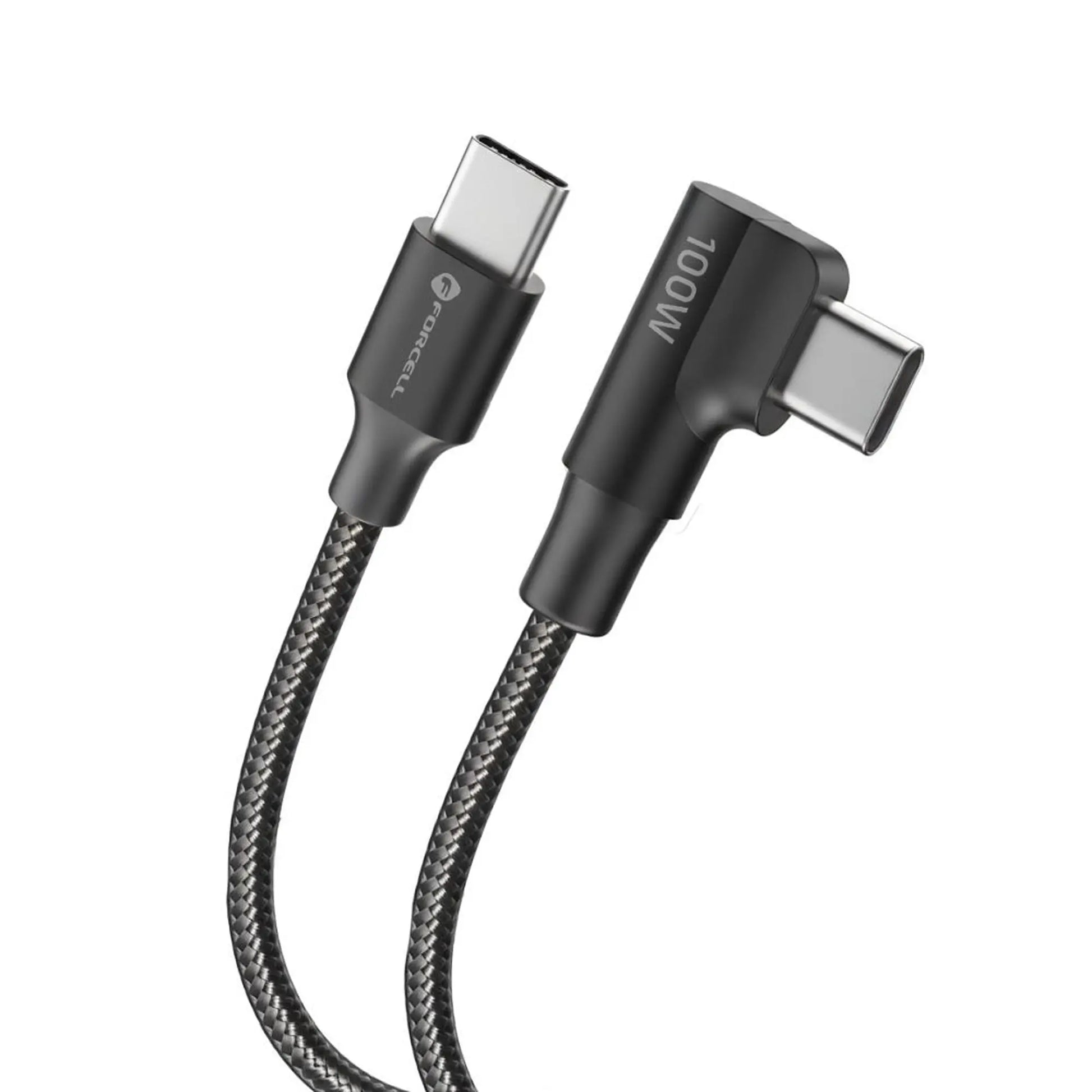 Kabel USB C na USB C Forcell F-Energy QC4.0 PD 5A 100W kutni kabel 120 cm - crni