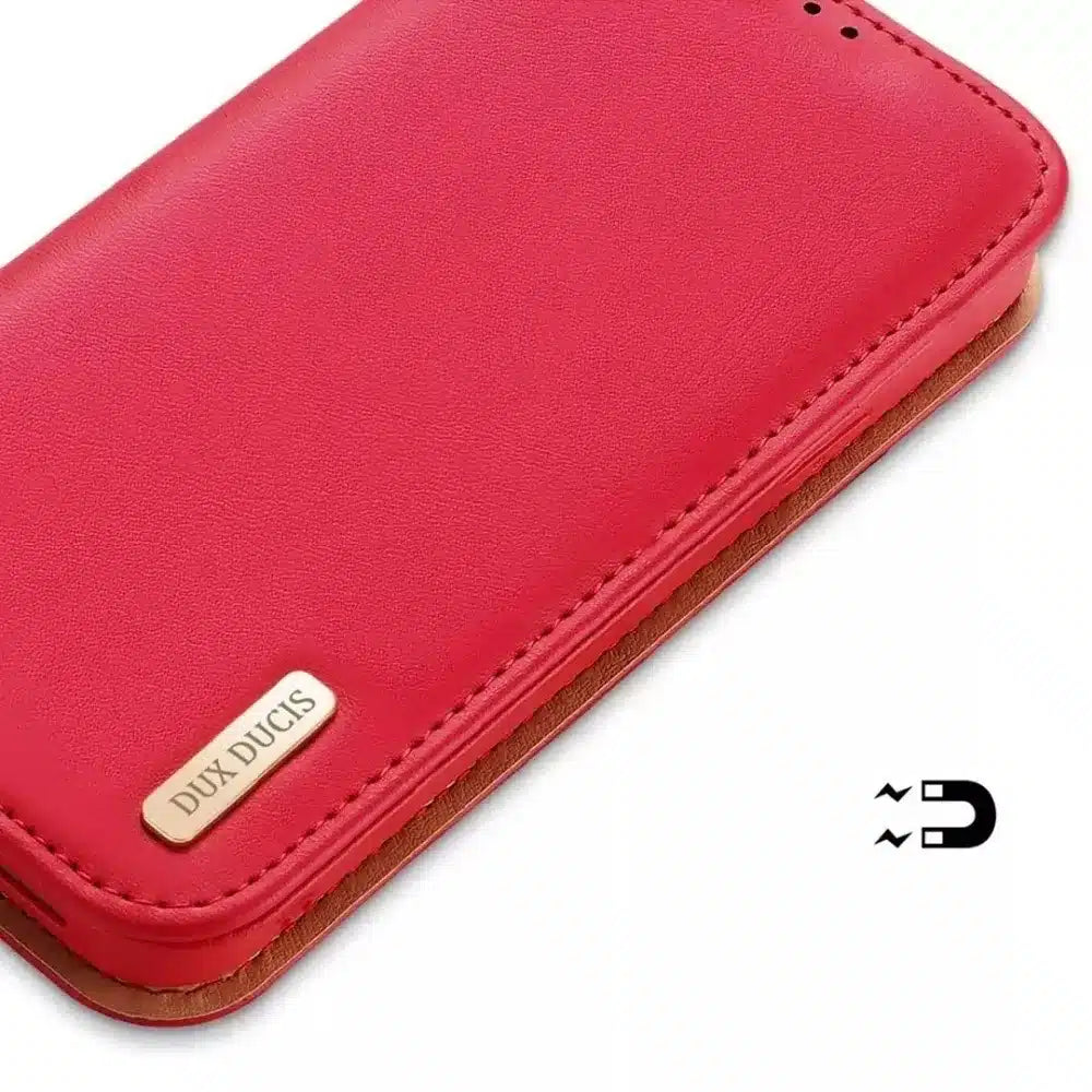 Dux Ducis Hivo bookcase torbica od kože za Apple iPhone 15 Pro Max crvena