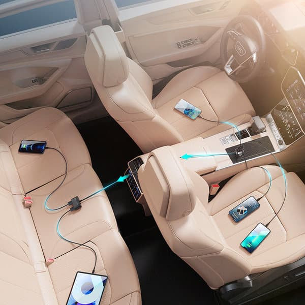 JoyRoom - Punjač za automobil (JR-CL03) - Produžetak priključaka- 5x USB- 6.2 A -150 cm - crni