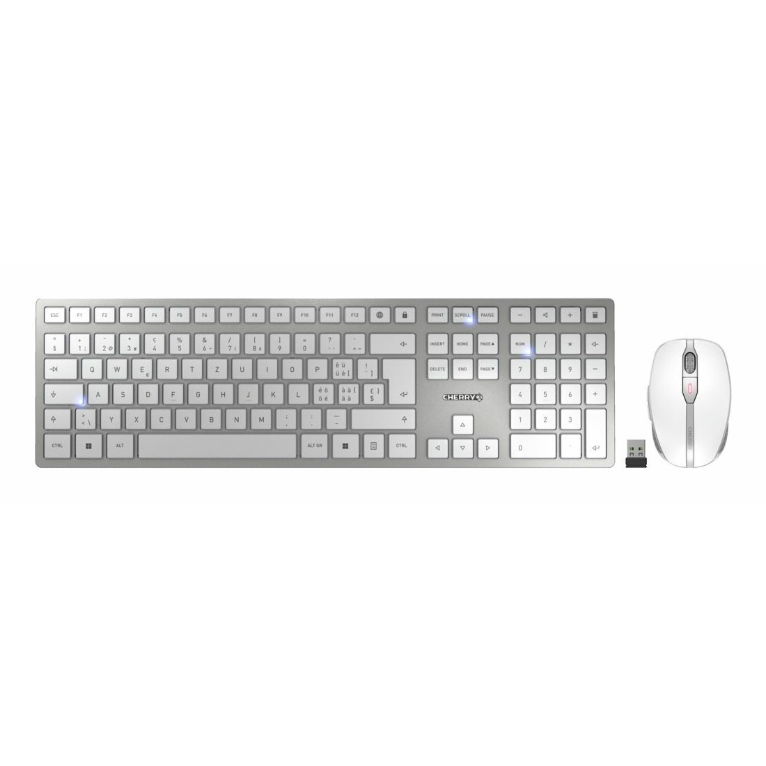 CHERRY JD-9100CH-1 tipkovnica Miš priložen Kuća / Ured RF bežični + Bluetooth QWERTZ Švicarski Srebro, Bijelo