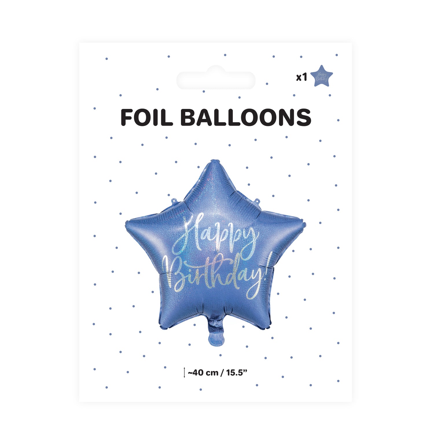 Folija balon zvijezda plava Happy Birthday 40cm