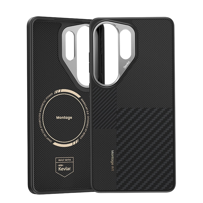 Benks Montage Magnetic Armor Pro Kevlar maska ​​s metalnim okvirom za Samsung Galaxy S26 Ultra crna