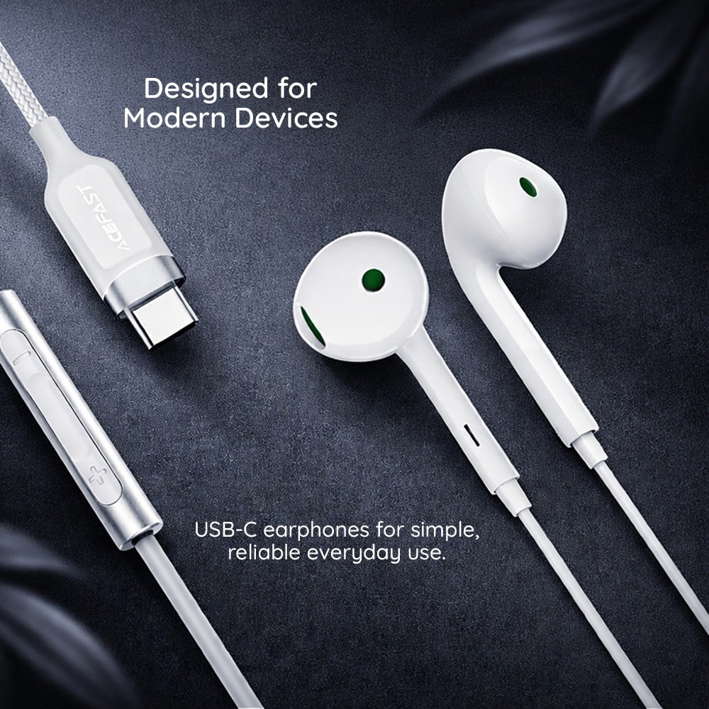 Žičane slušalice USB-C Acefast L7 bijele
