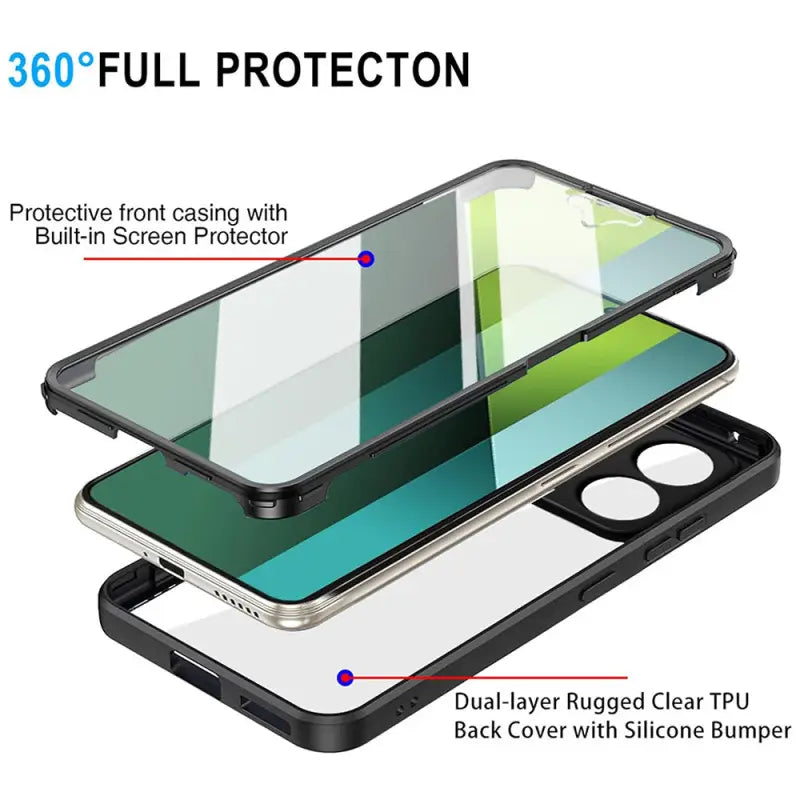 Techsuit – ColorVerse 360 Series obostrana zaštitna maska za Xiaomi Redmi Note 13 Pro 5G / Poco X6 – crna