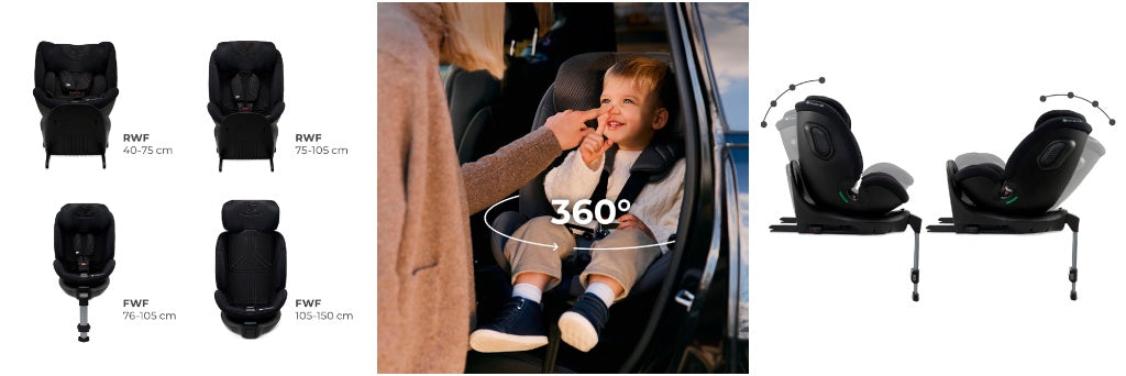 Kinderkraft autosjedalica XRIDER 2 i-Size 0-36 kg (40-150 cm) 360, siva