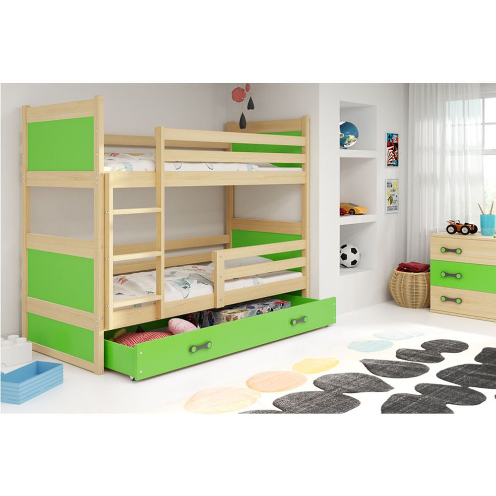 Krevet BMS Rico na kat + ladica 200x90 cm, PINE zelena