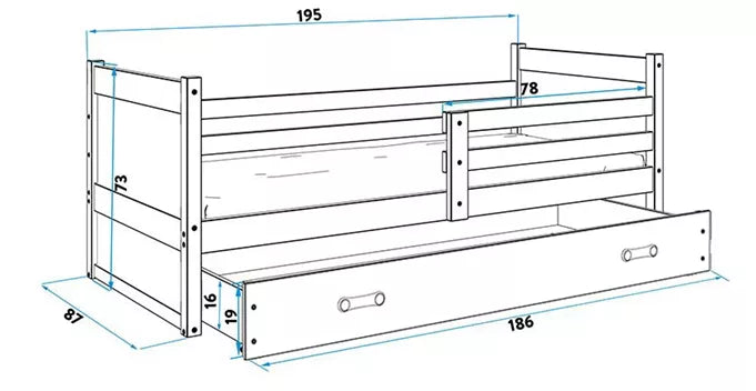 Krevet BMS Rico + ladica 190x80 cm, GRF zelena