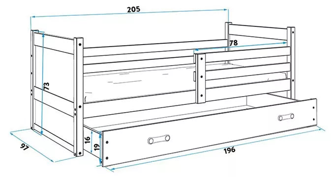 Krevet BMS Rico + ladica 200x90 cm, GRF bijela