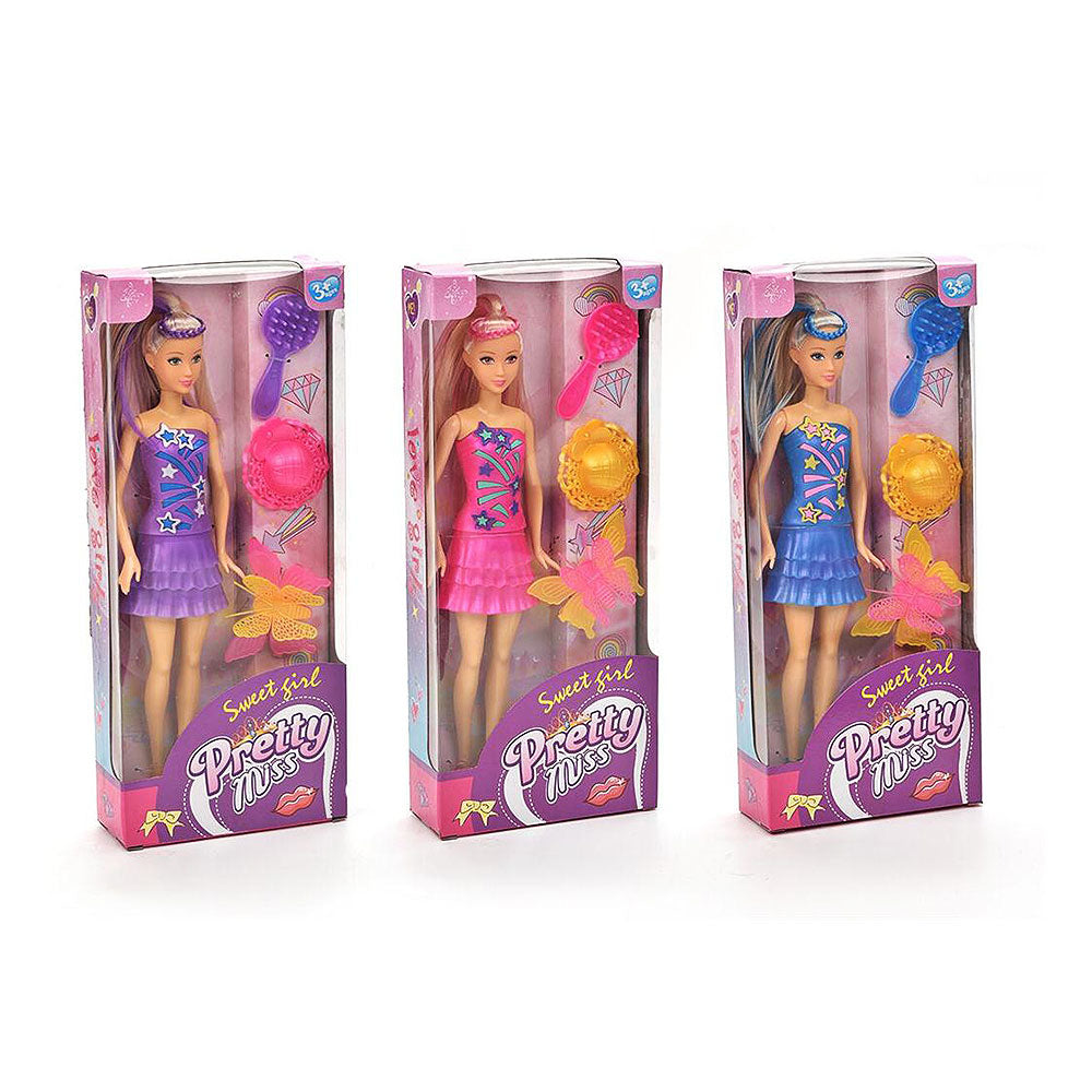 Lutka Pretty Miss – s dodatcima za kosu i haljinicom Ljubičasta