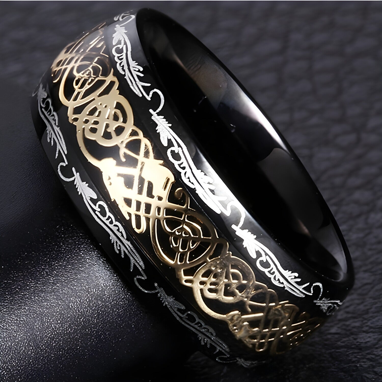 Prsten OR-17128 - Crna / Zlatna / 55mm KP17128