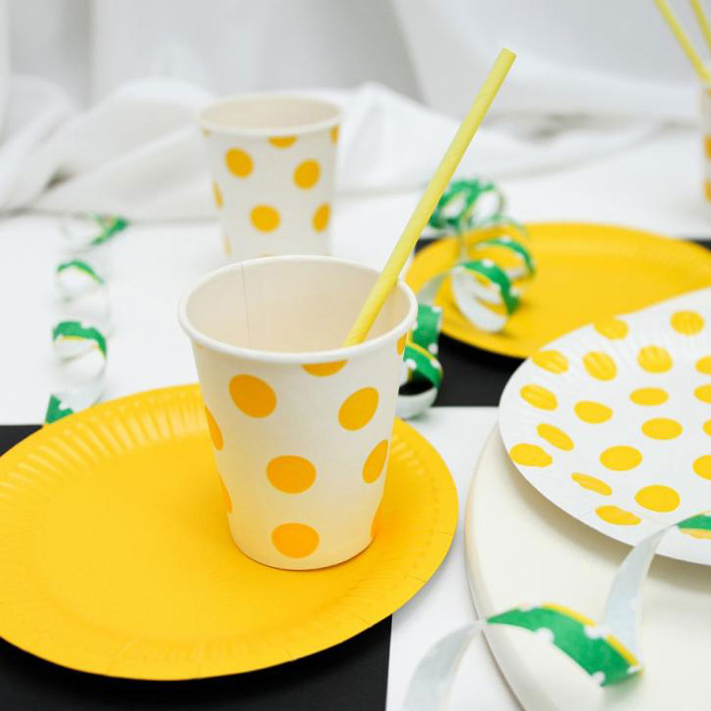 Tanjuri papirnati Dots 18cm 6kom Žuta