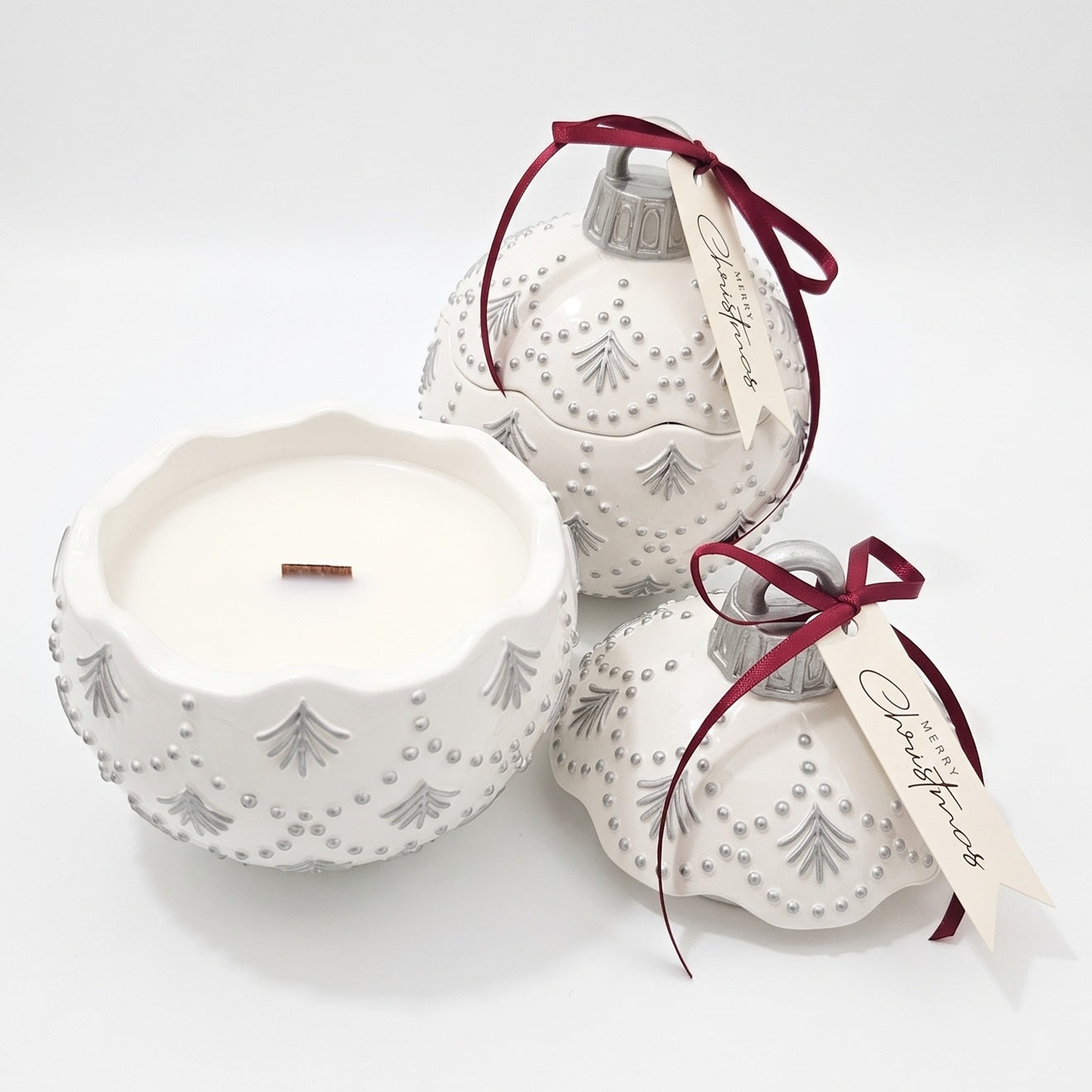 Svijeća Christmas Bauble Enchanted MINI - Bijela / Srebrna / Zimska Čarolija / MINI KP42136