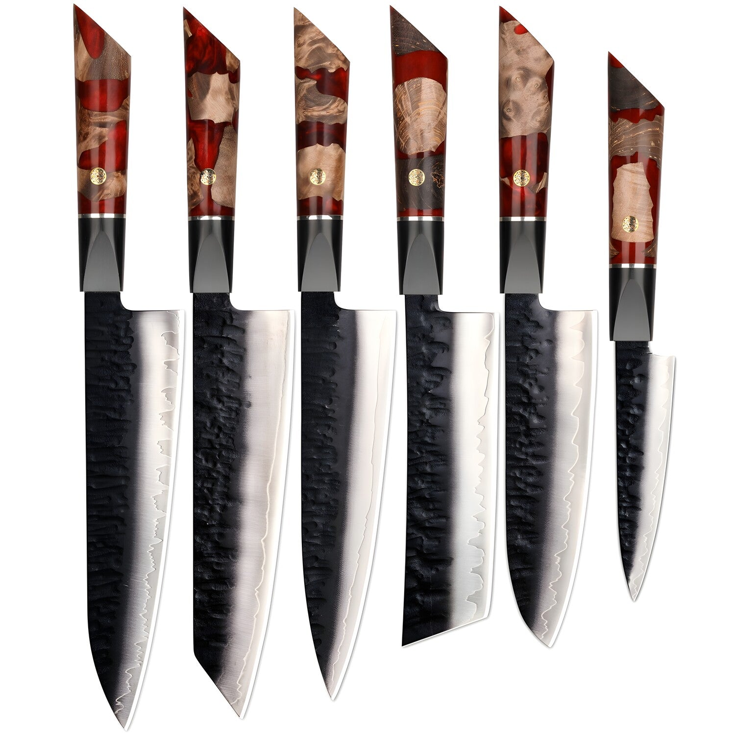 Set damaskih kuhinjskih noževa AR-37339 - Crvena KP37339