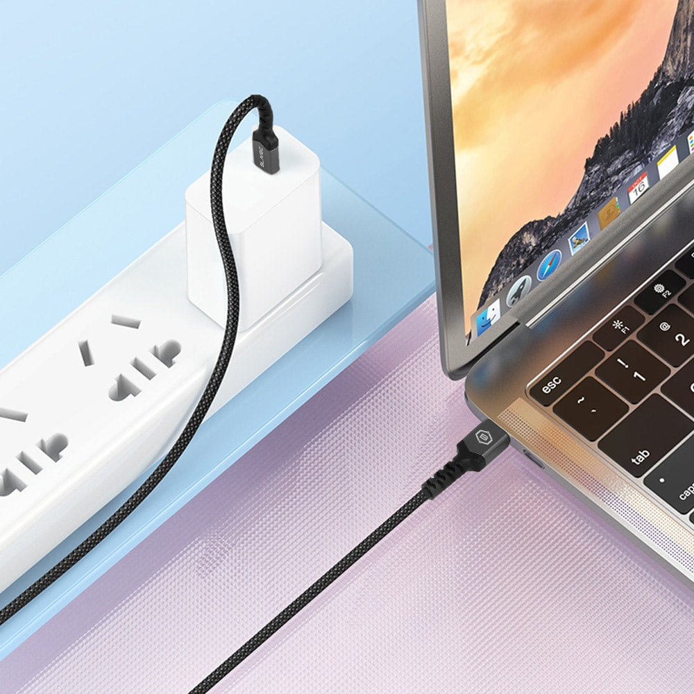 BLAVEC RAPTOR OPLETENI KABEL – TIP C DO TIP C – PD 60W 3A 50 cm – crni
