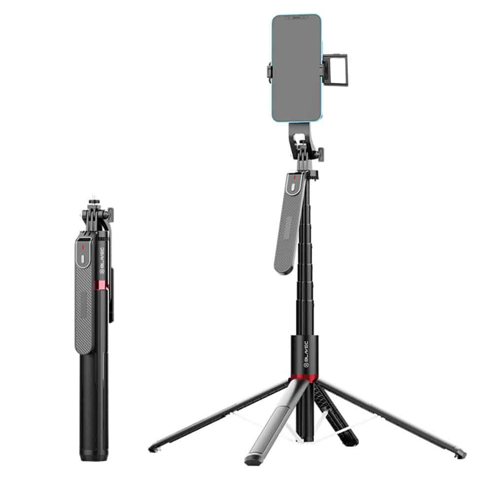 Blavec Selfie Stick Aluminium Fusion P08 tronožac + daljinski upravljač + 1 lampa - 220 cm -crni