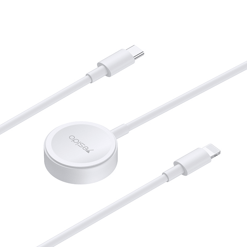Yesido CA113 induktivni punjač za Apple Watch pametni sat s Type-C na Lightning kabelom -bijele boje