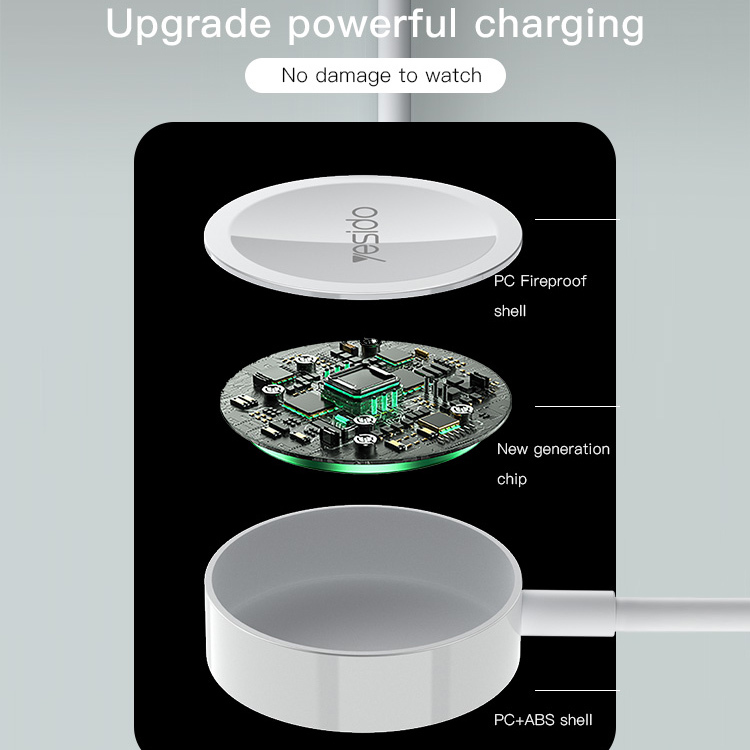 Yesido CA113 induktivni punjač za Apple Watch pametni sat s Type-C na Lightning kabelom -bijele boje