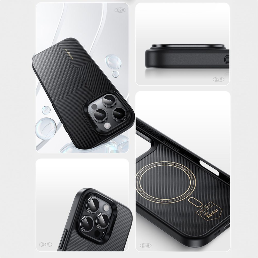 Benks Montage Magnetic Armor Pro Kevlar maska s metalnim okvirom za iPhone 16 Pro crna
