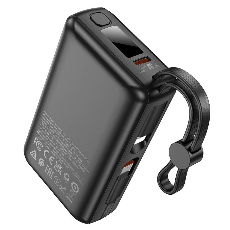 Borofone Power Bank 10000mAh BJ70 Source - Tip C - PD 20W s Tip C i Lightning kabelima crne boje