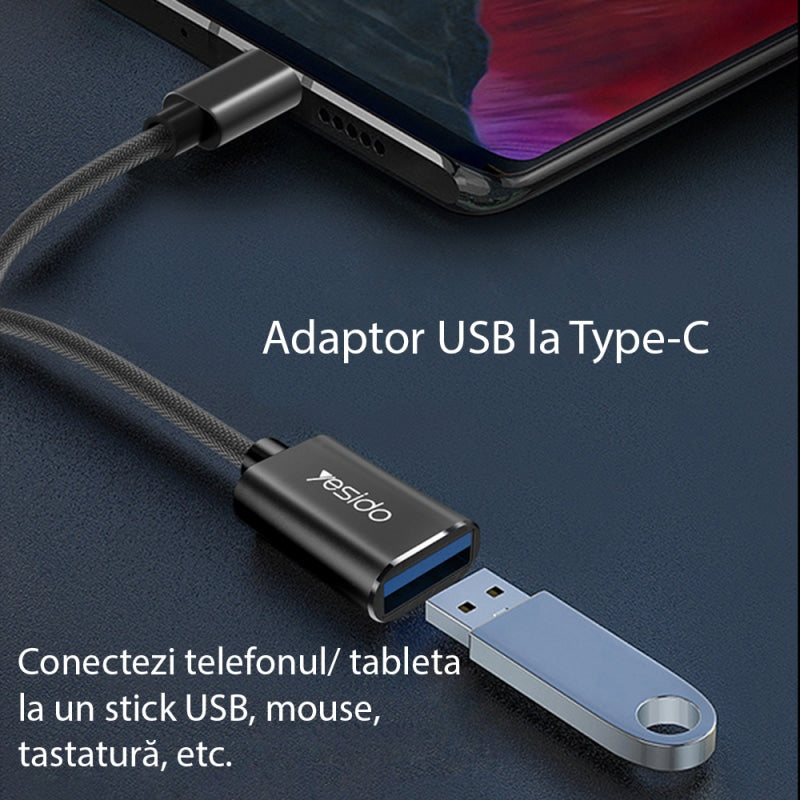 USB-C na USB-A OTG adapter Yesido GS01 crni