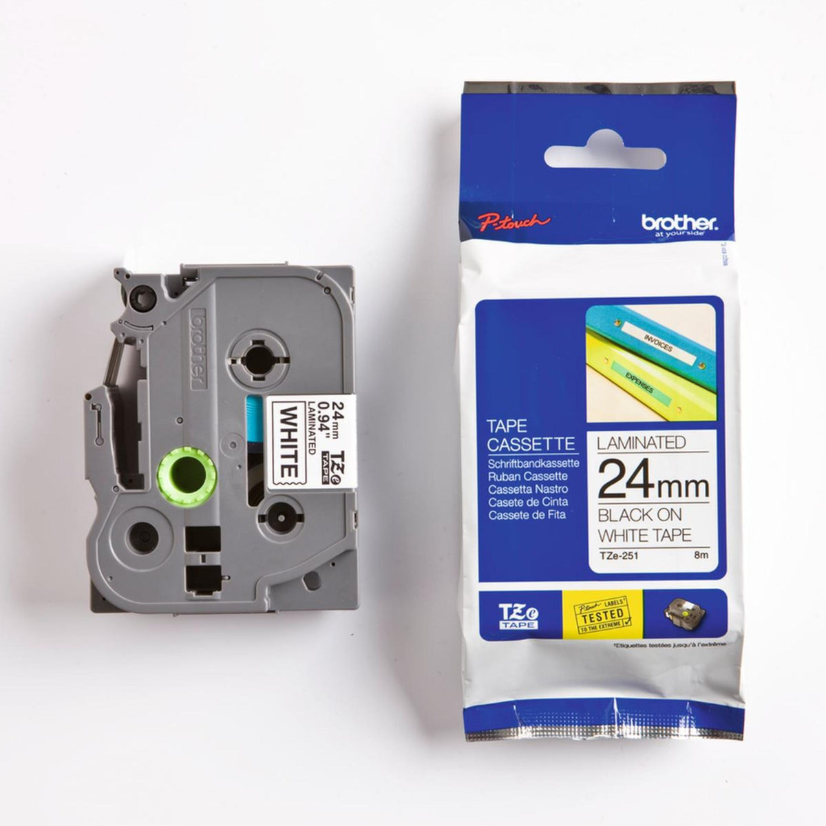 Trak Brother p-touch TZE251 24mm bela/črna