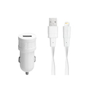 Auto punjač RivaPower VA4215 WD2 White 1A / 1xUSB + kabel MFi Lightning 1.2m