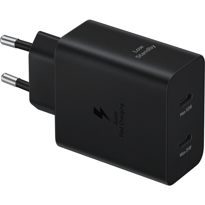 Zidni punjač Samsung 50W 3A 2 x USB-C s USB-C kabelom crni EP-T5020XBEGEU