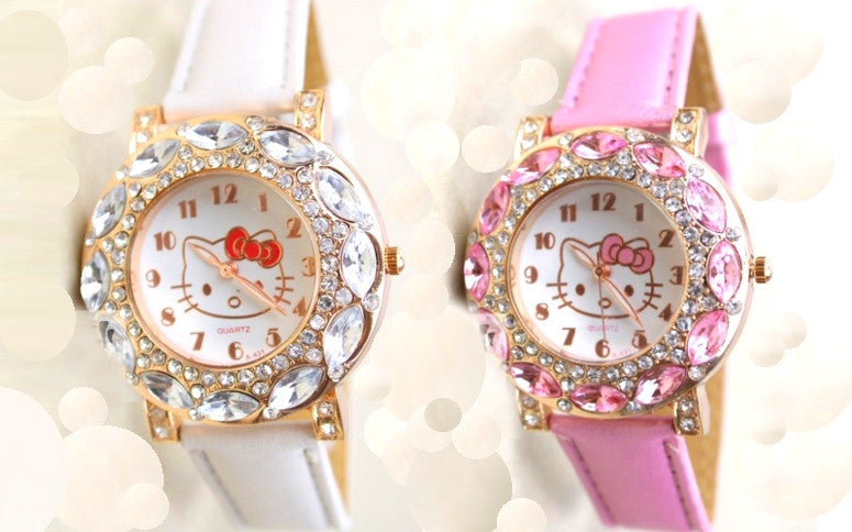 Hello Kitty dječji sat sa cirkonima u bijeloj ili rozoj boji